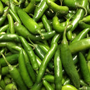 A pile of fresh green Serrano peppers.