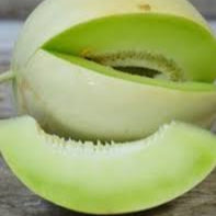 Halved honeydew melon on a white background
